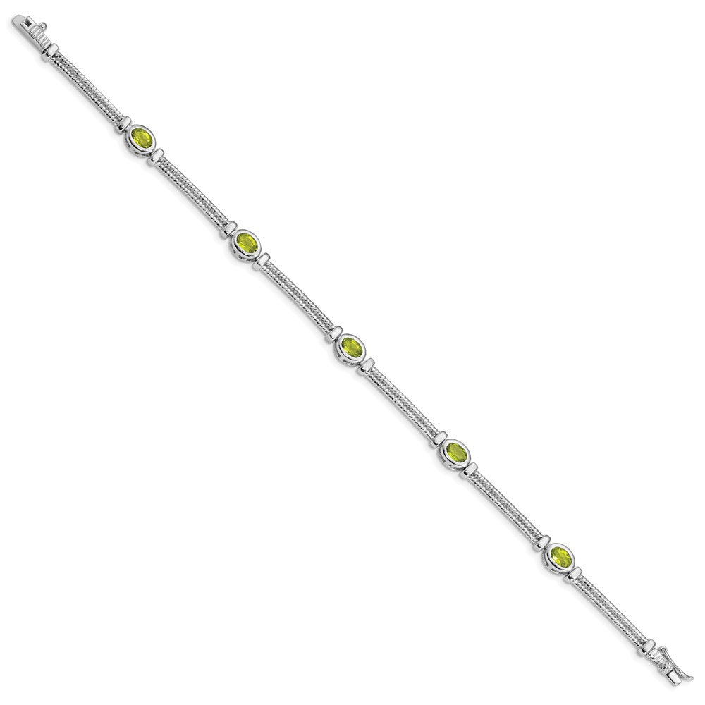 Sterling Silver Rhodium-plated Peridot Bracelet QX612PE
