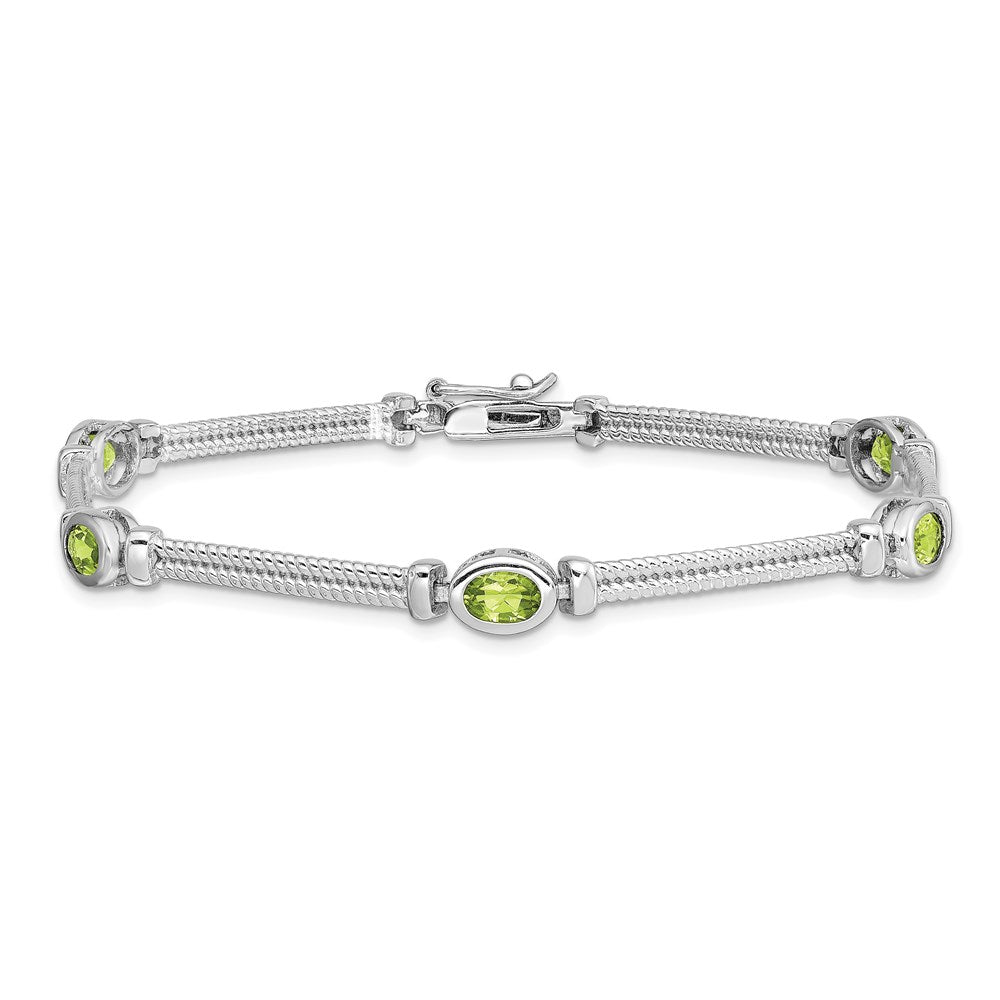 Sterling Silver Rhodium-plated Peridot Bracelet QX612PE