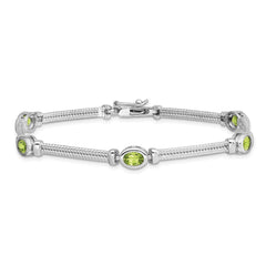 Sterling Silver Rhodium-plated Peridot Bracelet QX612PE