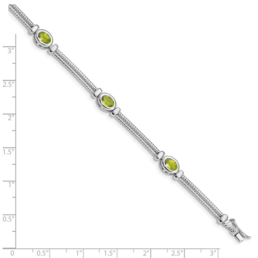 Sterling Silver Rhodium-plated Peridot Bracelet QX612PE