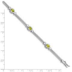 Sterling Silver Rhodium-plated Peridot Bracelet QX612PE