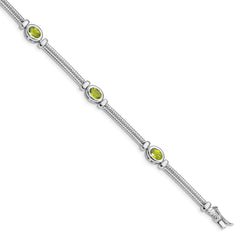 Sterling Silver Rhodium-plated Peridot Bracelet QX612PE