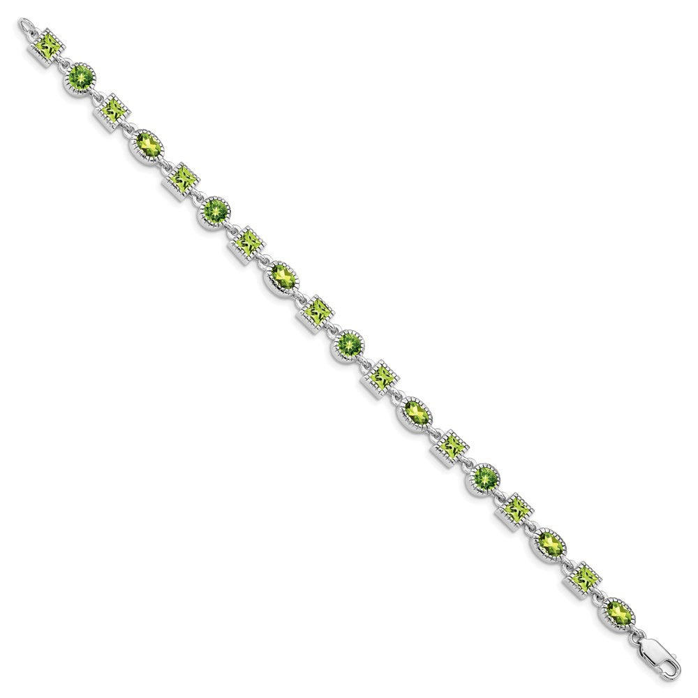 Sterling Silver Rhodium-plated Peridot Bracelet QX615PE