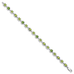Sterling Silver Rhodium-plated Peridot Bracelet QX615PE