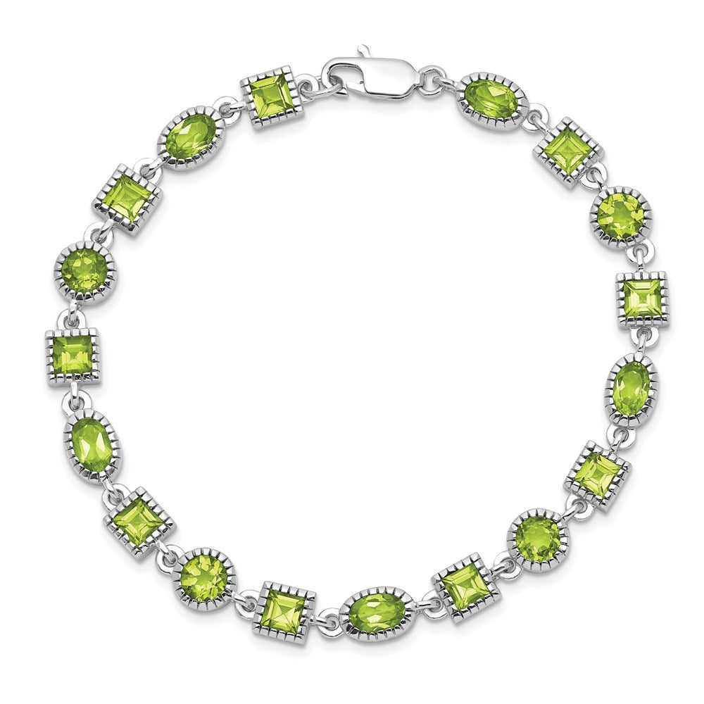 Sterling Silver Rhodium-plated Peridot Bracelet QX615PE