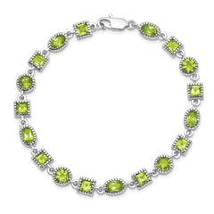 Sterling Silver Rhodium-plated Peridot Bracelet QX615PE