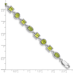 Sterling Silver Rhodium-plated Peridot Bracelet QX615PE