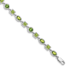 Sterling Silver Rhodium-plated Peridot Bracelet QX615PE