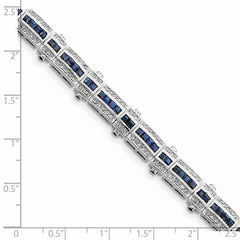 Sterling Silver Rhodium-plated Sapphire & CZ Bracelet QX620S