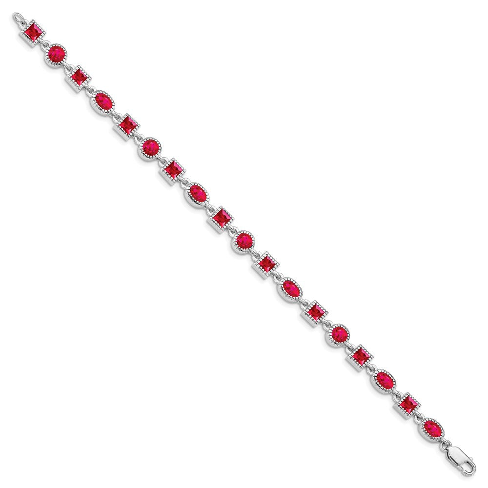 Sterling Silver Rhodium-plated Ruby Bracelet QX622R