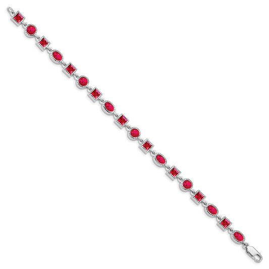Sterling Silver Rhodium-plated Ruby Bracelet QX622R