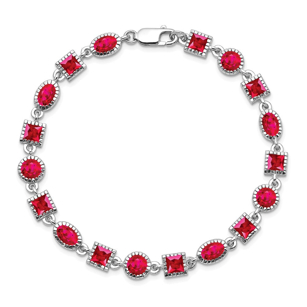 Sterling Silver Rhodium-plated Ruby Bracelet QX622R