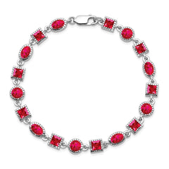 Sterling Silver Rhodium-plated Ruby Bracelet QX622R