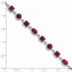 Sterling Silver Rhodium-plated Ruby Bracelet QX622R