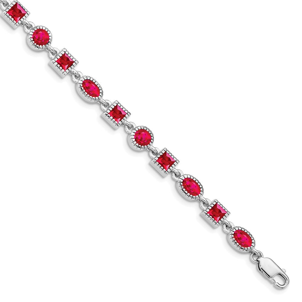 Sterling Silver Rhodium-plated Ruby Bracelet QX622R
