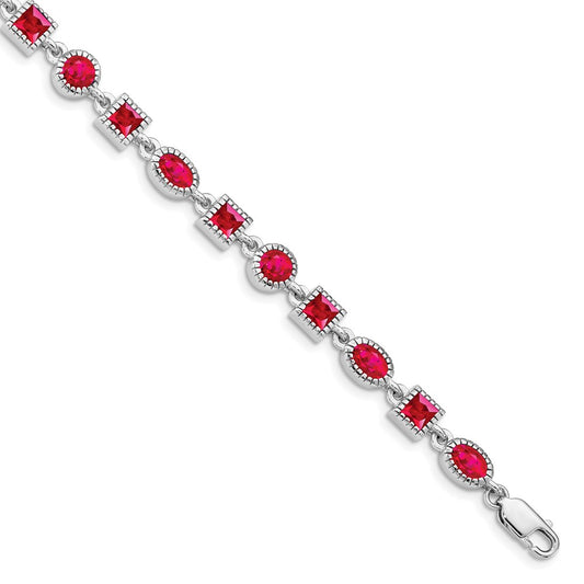 Sterling Silver Rhodium-plated Ruby Bracelet QX622R