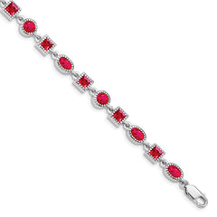 Sterling Silver Rhodium-plated Ruby Bracelet QX622R