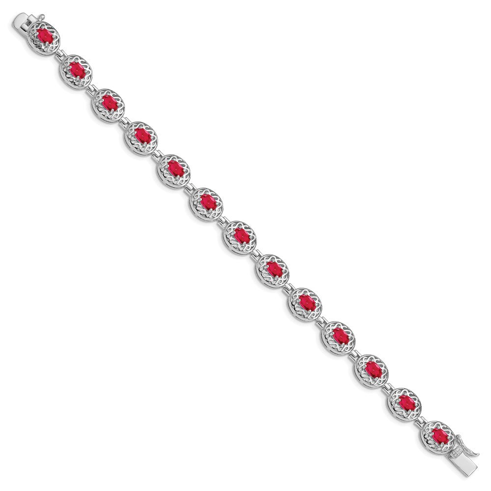 Sterling Silver Rhodium-plated Ruby Bracelet QX625R