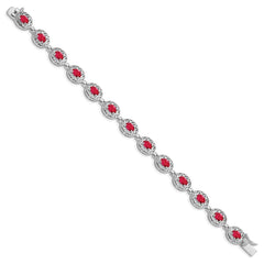 Sterling Silver Rhodium-plated Ruby Bracelet QX625R