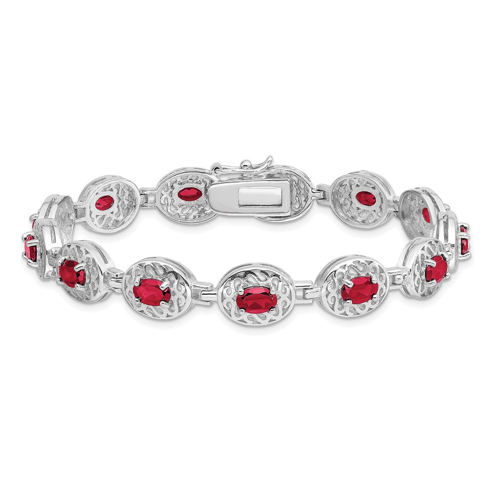 Sterling Silver Rhodium-plated Ruby Bracelet QX625R