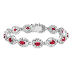 Sterling Silver Rhodium-plated Ruby Bracelet QX625R