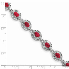 Sterling Silver Rhodium-plated Ruby Bracelet QX625R