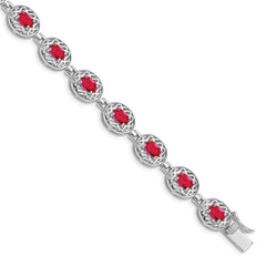 Sterling Silver Rhodium-plated Ruby Bracelet QX625R