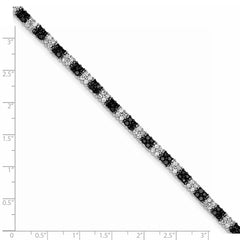 Sterling Silver Rhodium-plated 7in Black/White CZ Tennis Bracelet QX792CZ