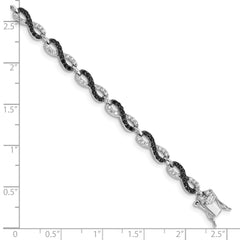 Sterling Silver Rhod-plated 7.5in Black/White CZ Infinity Bracelet QX794CZ