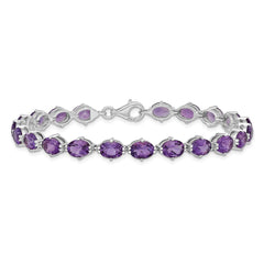 Sterling Silver Rhodium-plated Amethyst Bracelet QX814AM