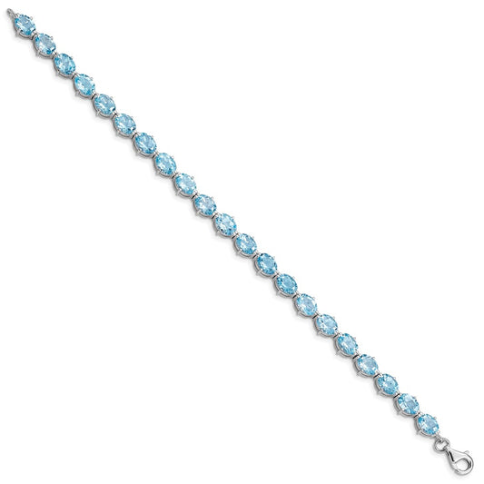 Sterling Silver Rhodium-plated Swiss Blue Topaz Bracelet QX814BT