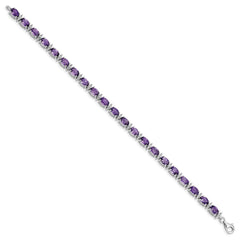 Sterling Silver Rhodium-plated Amethyst & White Topaz Bracelet QX816AM