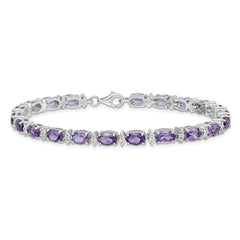 Sterling Silver Rhodium-plated Amethyst & White Topaz Bracelet QX816AM