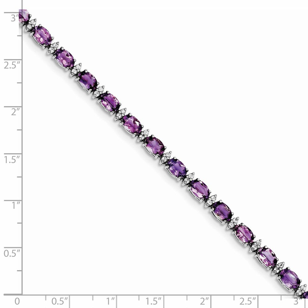 Sterling Silver Rhodium-plated Amethyst & White Topaz Bracelet QX816AM