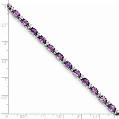 Sterling Silver Rhodium-plated Amethyst & White Topaz Bracelet QX816AM