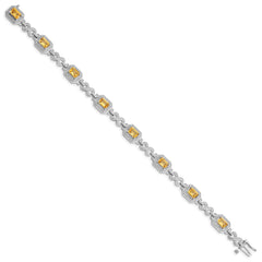 Sterling Silver Rhodium-plated Diamond & Citrine Bracelet QX818CI