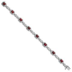 Sterling Silver Rhodium-plated Diamond & Garnet Bracelet QX818GA