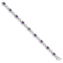 Sterling Silver Rhodium-plated Diamond & Amethyst Bracelet QX821AM