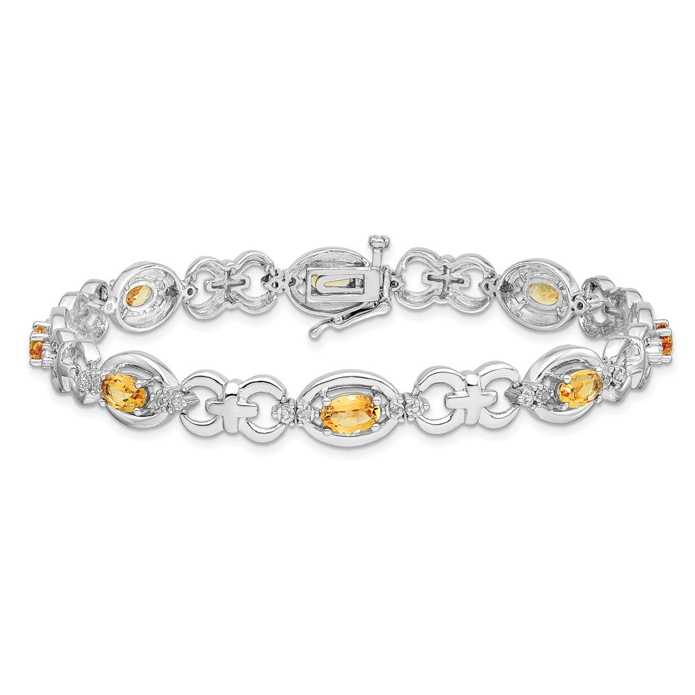 Sterling Silver Rhodium-plated Diamond & Citrine Bracelet QX823CI