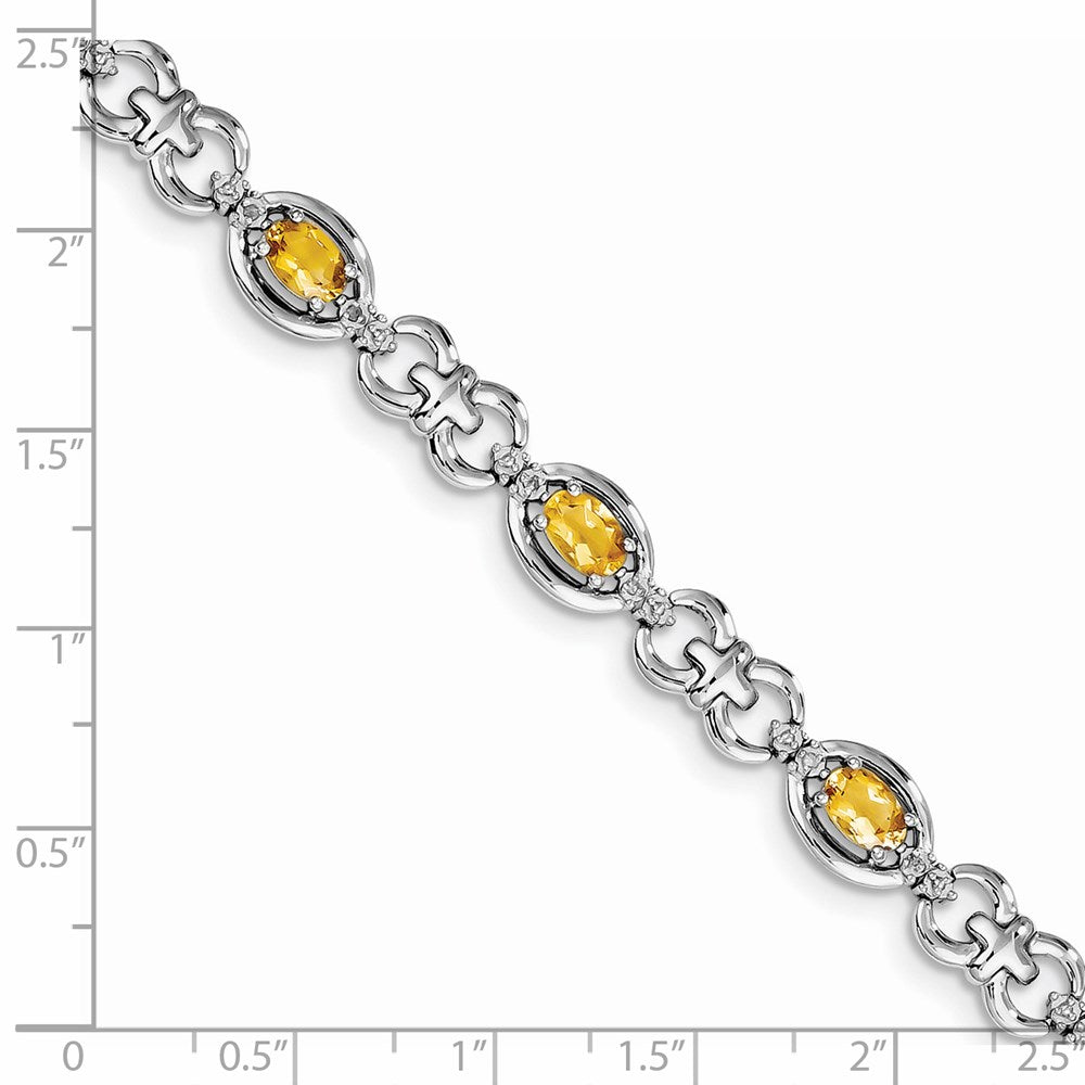 Sterling Silver Rhodium-plated Diamond & Citrine Bracelet QX823CI