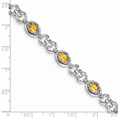 Sterling Silver Rhodium-plated Diamond & Citrine Bracelet QX823CI
