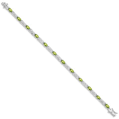 Sterling Silver Rhodium-plated Peridot Bracelet QX823PE