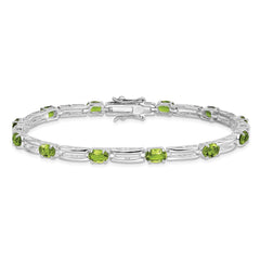 Sterling Silver Rhodium-plated Peridot Bracelet QX823PE