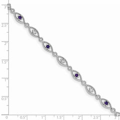 Sterling Silver Rhodium-plated Amethyst Diamond Bracelet QX828AM