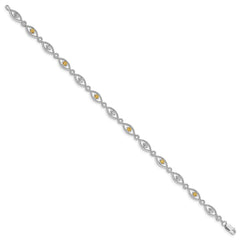 Sterling Silver Rhodium-plated Citrine Diamond Bracelet QX828CI