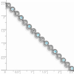 Sterling Silver Rhodium-plated Blue Topaz Diamond Bracelet QX829BT