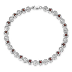 Sterling Silver Rhodium-plated Garnet Diamond Bracelet QX829GA