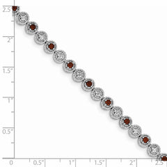 Sterling Silver Rhodium-plated Garnet Diamond Bracelet QX829GA