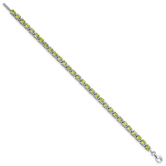Sterling Silver Rhodium-plated Peridot and Diamond Bracelet QX831PE