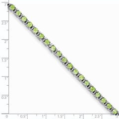 Sterling Silver Rhodium-plated Peridot and Diamond Bracelet QX831PE
